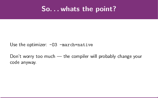 Summary - use O3 and march=native